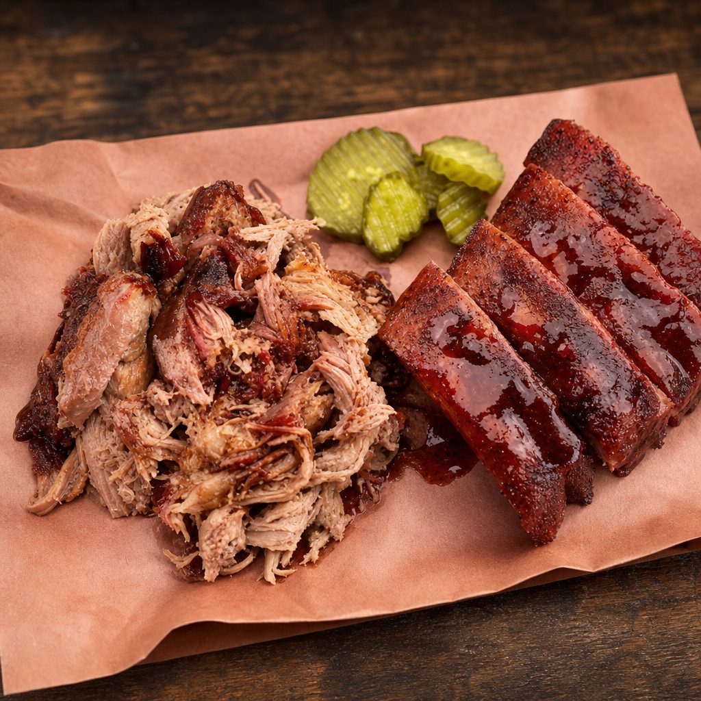 Pulled Pork & 1/2 Rack Baby Back Ribs Combo.
