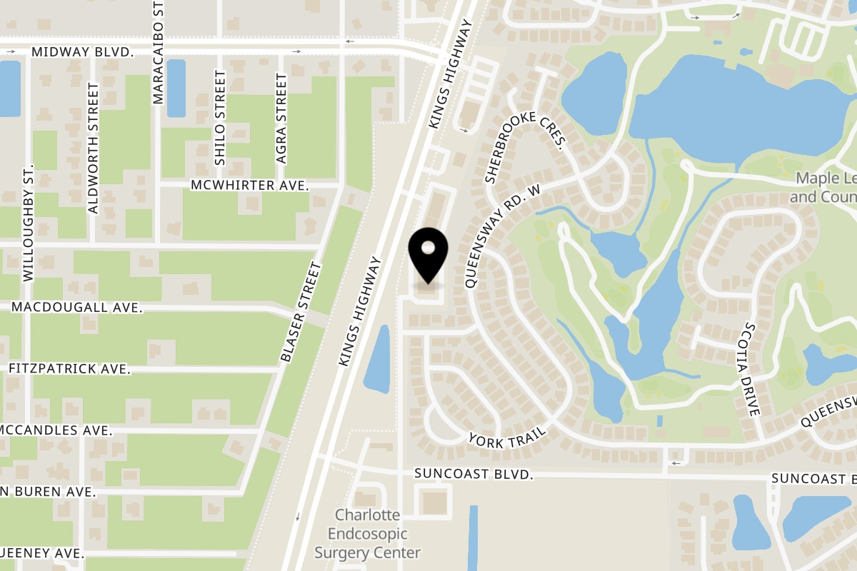 Map showing the location of Kings Roadhouse Bar & Grill on 2200 Kings Hwy Unit 3N in Port Charlotte